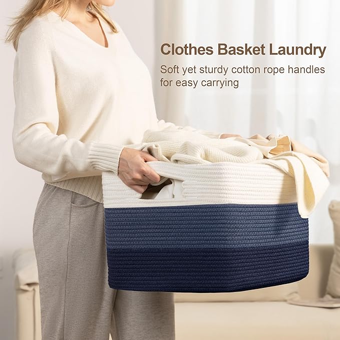 72L Large Laundry Basket with Leather Handles - Image 3