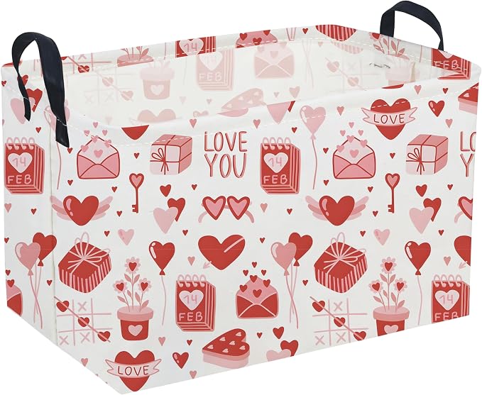 Sanjiaofeng Rectangular Valentine's Day Basket Love Storage Bins, Girls Storage by Sanjiaofen