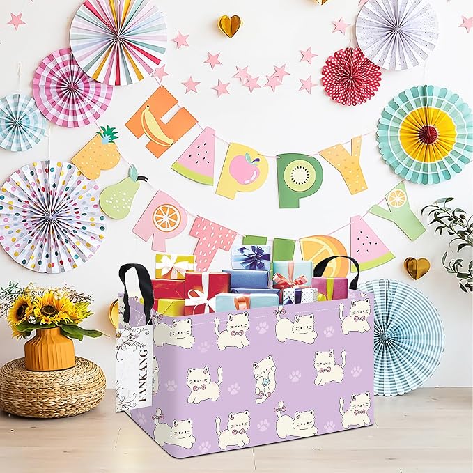FANKANG Storage Bins, Nursery Hamper Canvas Laundry Basket Foldable - Image 4