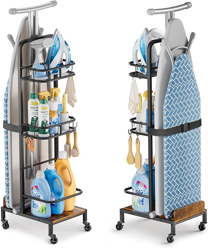 Ironing Board Hanger, Iron and Ironing Board Holder No Wall Mount, Laundry Room by VINAEMO