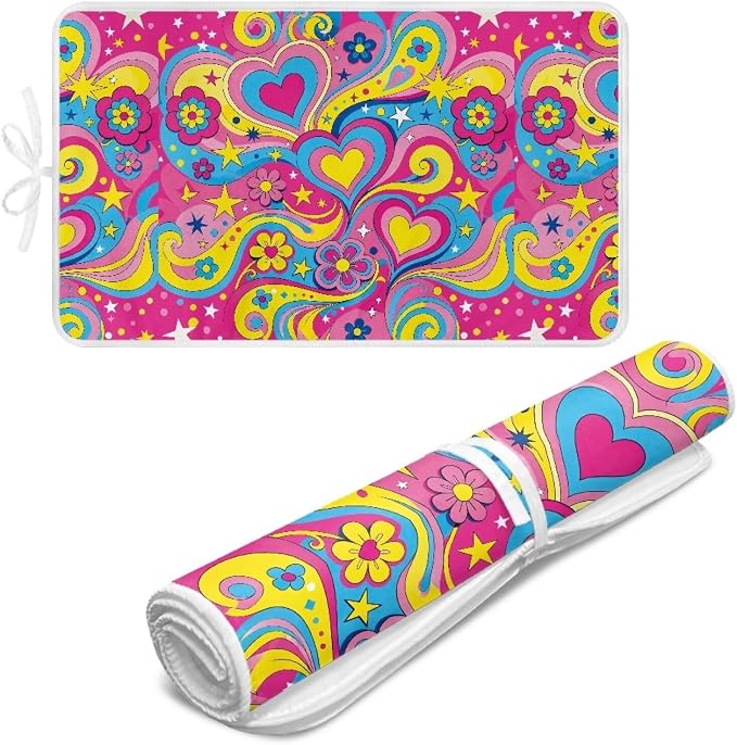 Boho 70s Hippie Style Ironing Mat Foldable Heart Shaped Pattern Ironing Pad - Image 6