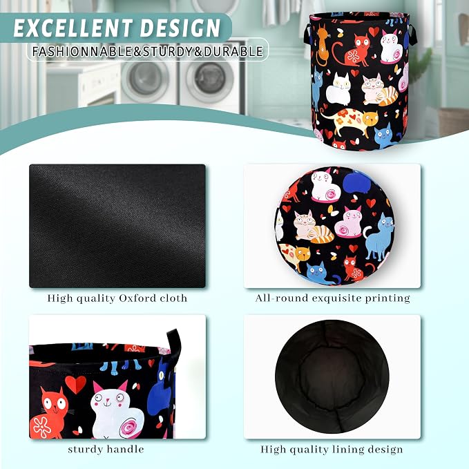 Cute Cats Laundry Hamper Colorful Animal Cat Laundry Basket - Image 4