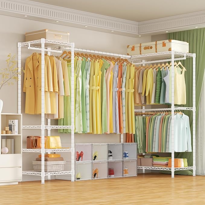 E10L L-Shaped Clothes Rack for Corner（With Expandable Hanger Rod）Heavy Duty - Image 8