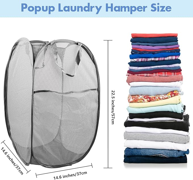 Pop Up Hamper, Foldable Mesh Laundry Basket - Image 2