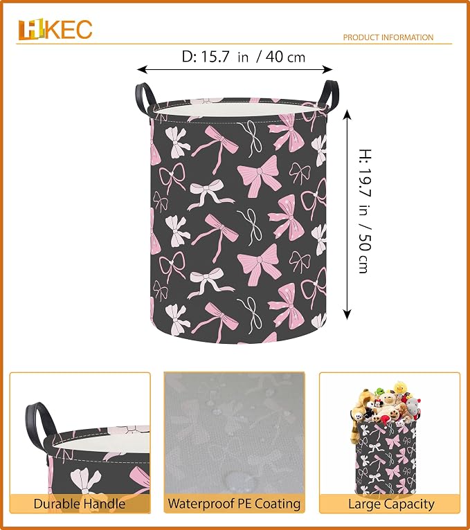 19.7" Laundry Basket, Kids Dirty Clothes Hamper, Waterproof Toys Storage Bin - Image 6