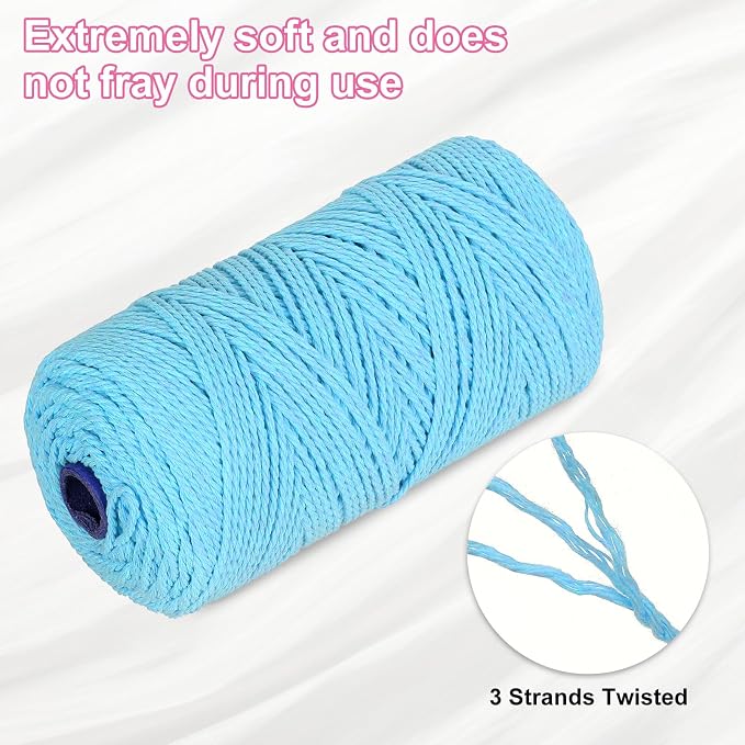 HARFINGTON Natural Macrame Cord 2mm x 220 Yards 3 Strand Twisted Cotton Macrame - Image 3