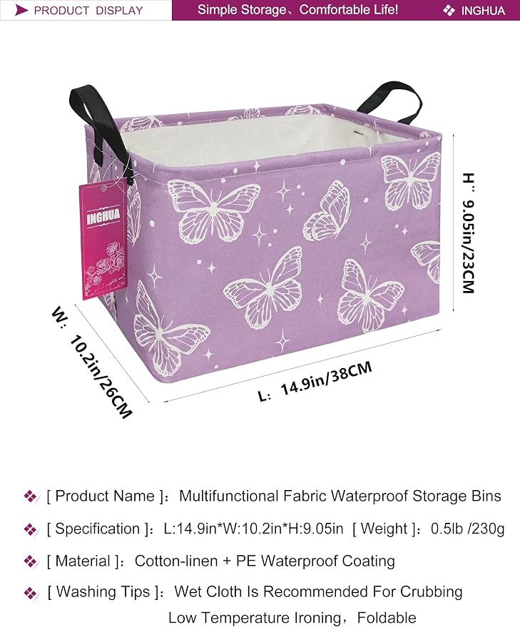 Rectangular Storage Basket Fabric Organizer Bin - Image 2