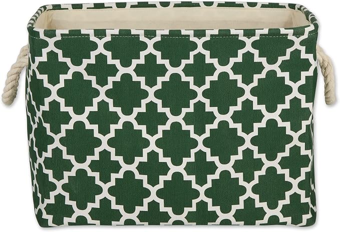 DII Polyester Container with Handles, Lattice Storage Bin, Hunter Green - Image 2