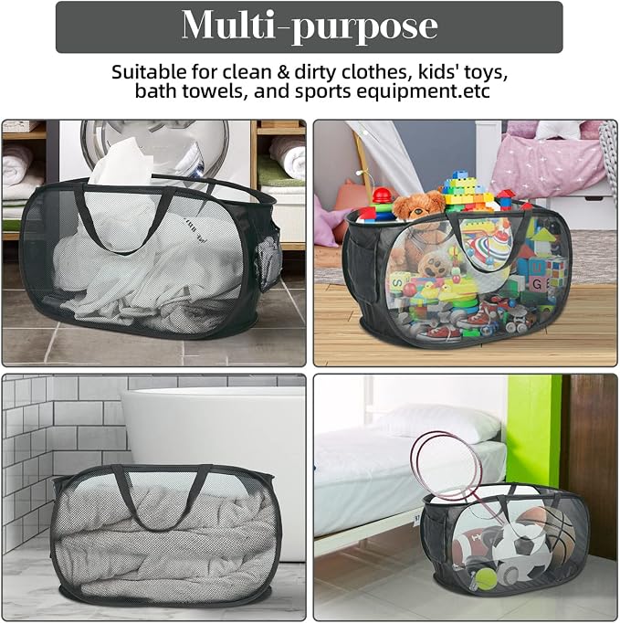 4 Pack Foldable Laundry Basket Hamper, Collapsible Laundry Baskets - Image 5