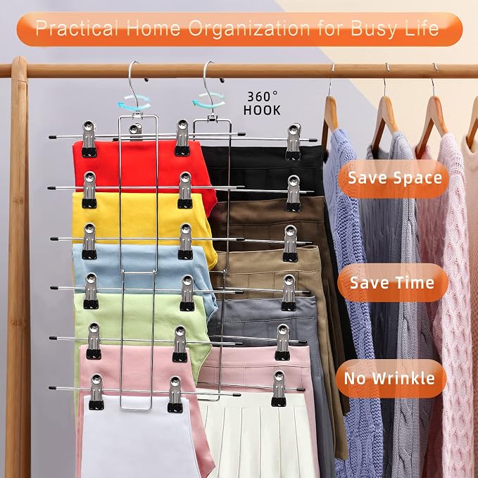 Closet Organizers and Storage, 6 Tier Storage and Organization Pants Hangers - Image 4