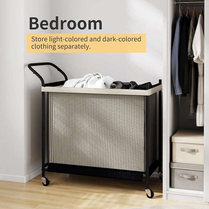 Laundry Hamper with Wheels, Laundry Basket with Removable and Washable Liner Bag - Image 5