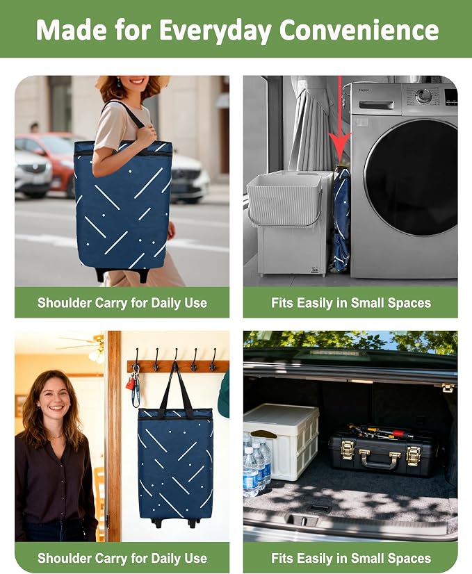 Foldable Rolling Bag, Portable Small Shopping Cart - Image 4