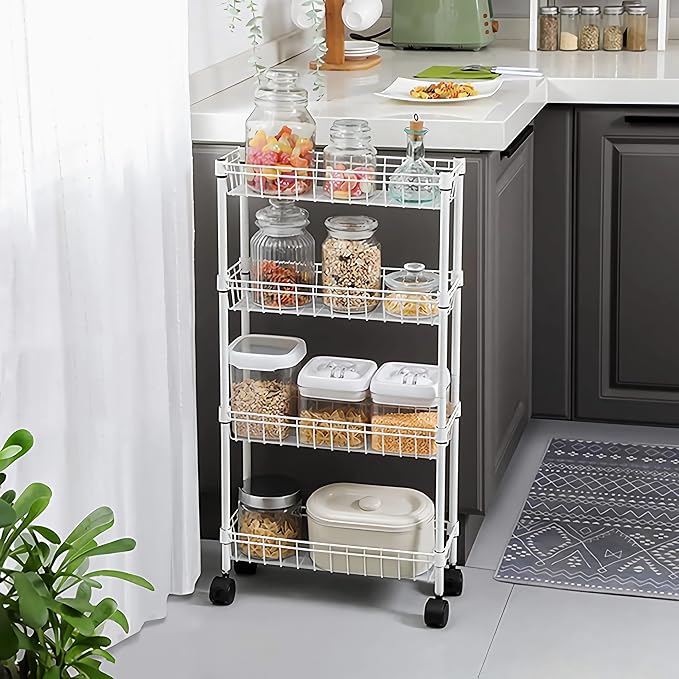 NSF white 4-layer storage rack, refrigerator crevice rack, washing machine - Image 5