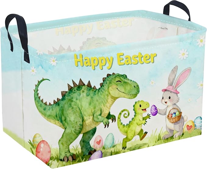 Sanjiaofeng Rectangular Easter Dinosaur Basket Dinosaur Storage Bins, Cute by Sanjiaofen