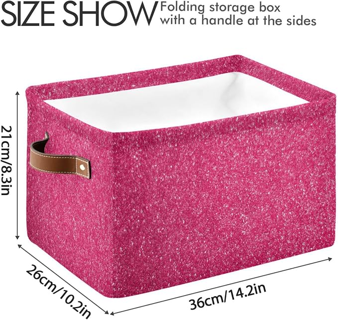 Pfrewn Christmas Winter Storage Basket Hot Pink Collapsible Rectangular Storage - Image 4