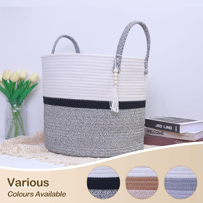 Woven Storage Basket with Handle, Nursery Hamper in Baby Nursery&Bathroom - Image 4
