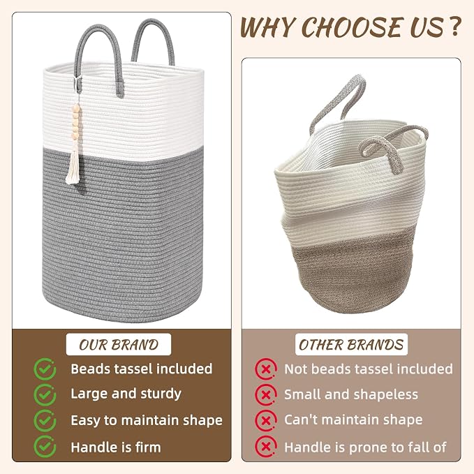 Woven Laundry Basket for Clothes, 100L Large Rectangle Laundry Hampers - Image 4