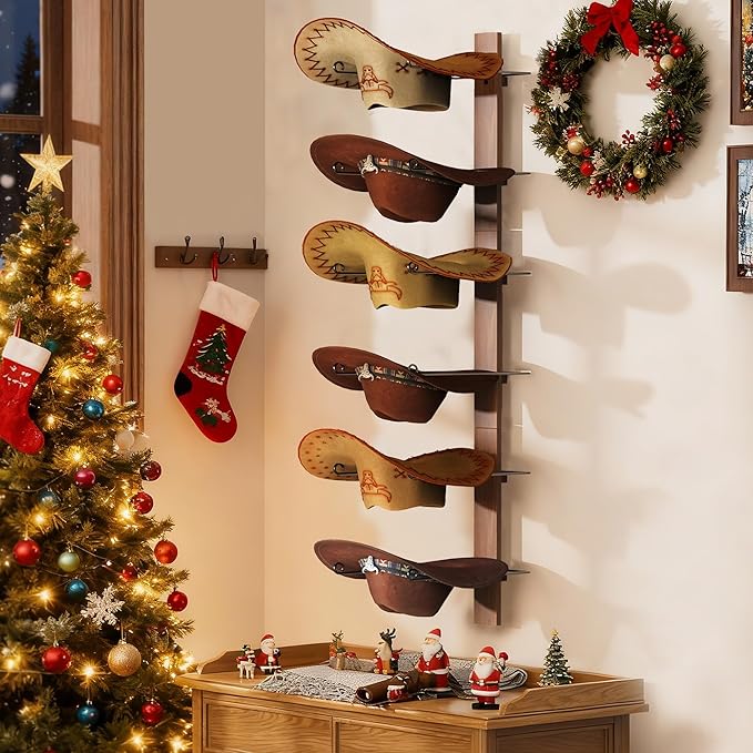 Cowboy Hat Holder, 3-Piece Wall Mount Cowboy Hat Rack - Image 4