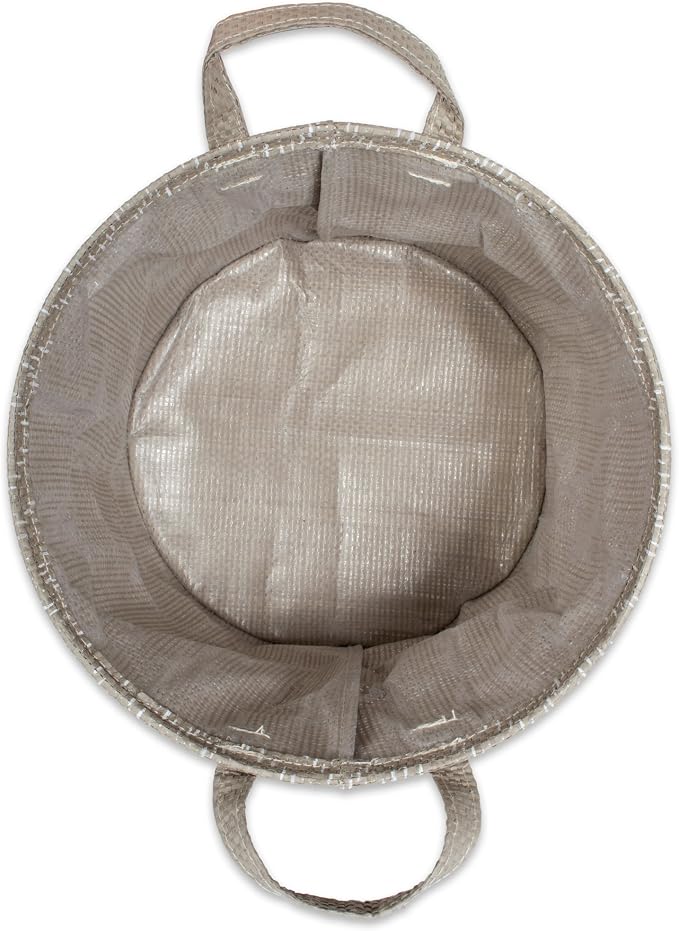 DII Collapsible Waterproof Chevron Laundry, Medium Round, Stone/Cream, 2 Piece - Image 4