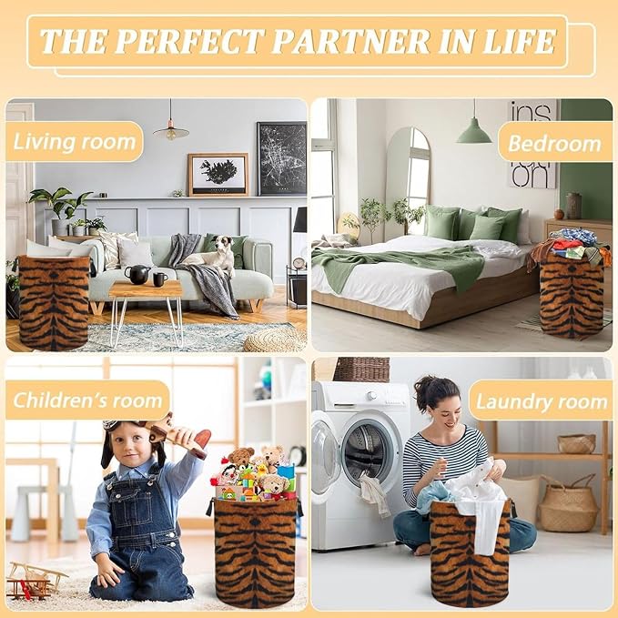 Tiger Texture Laundry Hamper Bag - Image 7