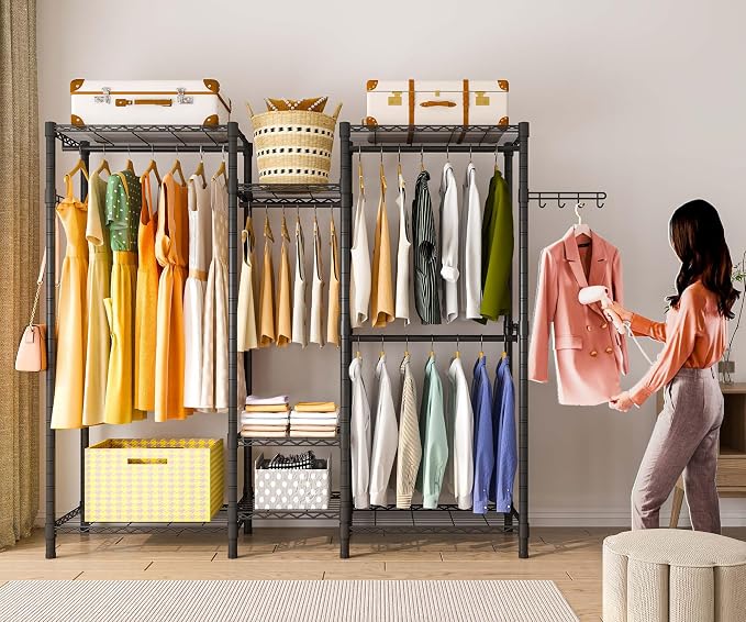 Heavy Duty Garment Rack, Portable Wardrobe Clothes Rack Freestanding Adjustable - Image 5