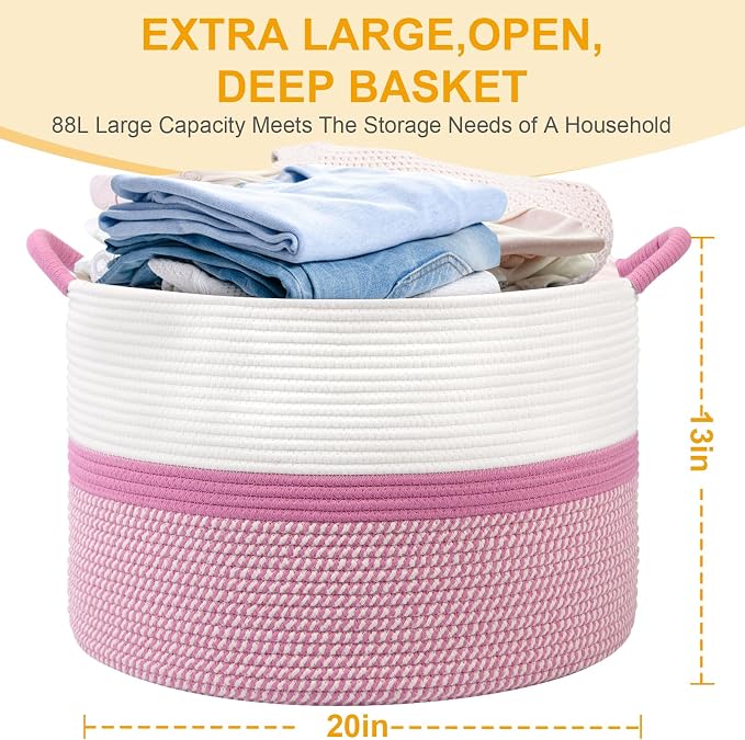 Pink Laundry Basket, Large Blanket Basket - Image 2