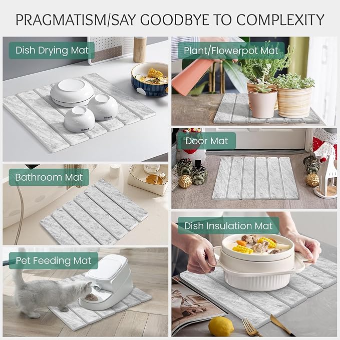 Stone Dish Drying Mat Collapsible Diatomaceous Earth Absorbent Mat Quick Dish - Image 7
