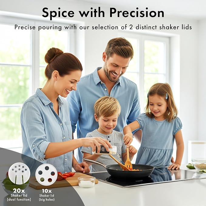 Glass Spice Jars with Label and Black Lids Spice Containers with 240 Labels - Image 4
