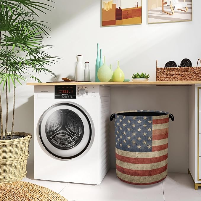 Vintage Flag Laundry Basket, Oxford Cloth Laundry Hamper - Image 8