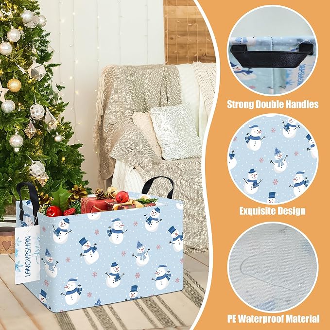 LANGYASHAN Rectangular Christmas Snowman Storage Basket - Image 3