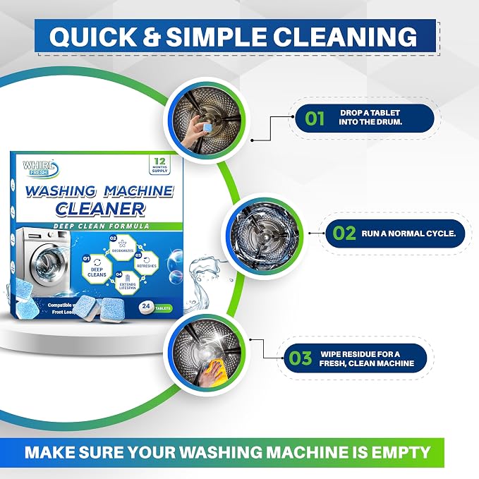 Washing Machine Cleaner Tablets, 24 Pack–Deep Cleaning Tablets - Image 5