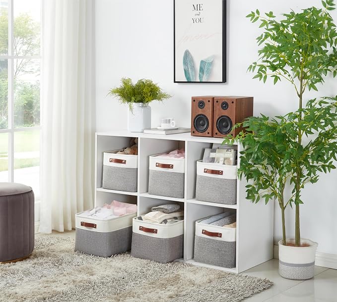 DECOMOMO Fabric Storage Baskets, Linen Closet Organizer Bins - Image 5