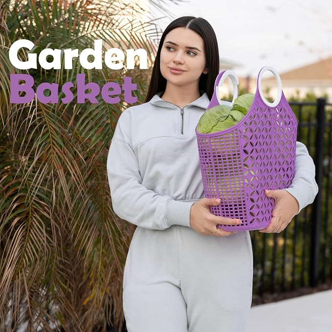 Fox Run Purple Cleaning Caddy, Laundry and Produce Basket - Image 4