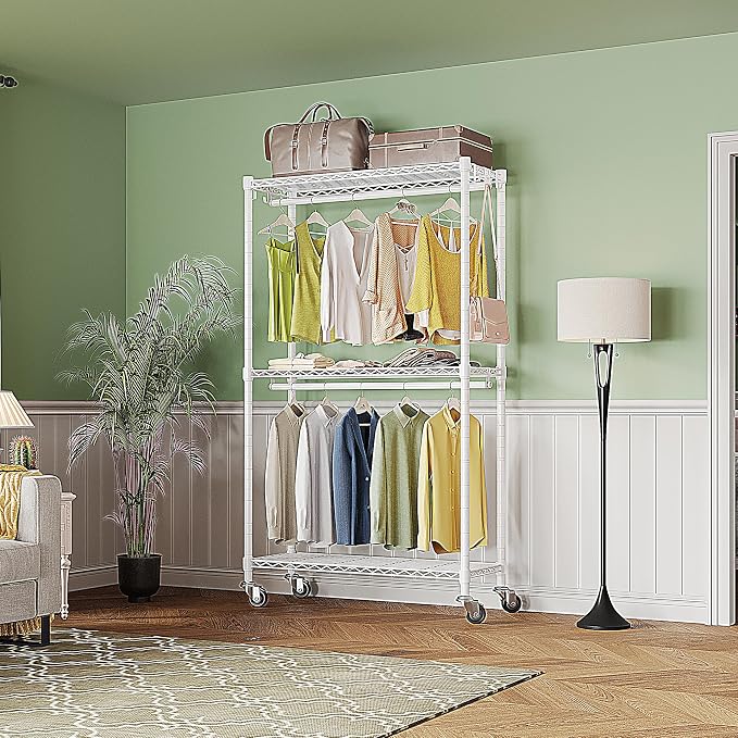 Rolling Clothing Rack for Hanging Clothes H2 Heavy Duty Garment Rack - Image 6