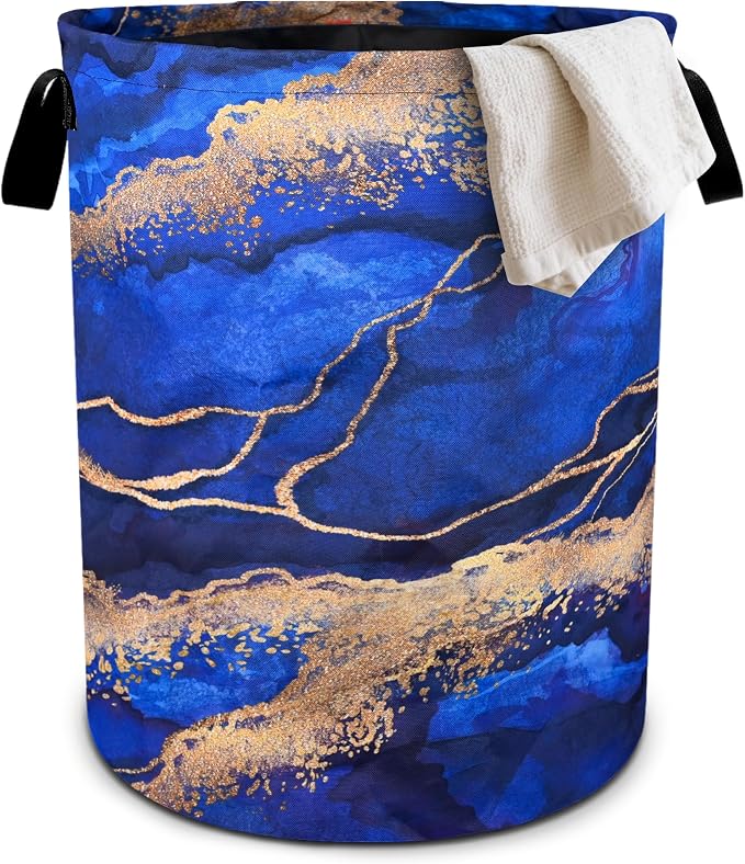 Blue Marble Laundry Basket Laundry Hamper by bassyilCustomizedforlife