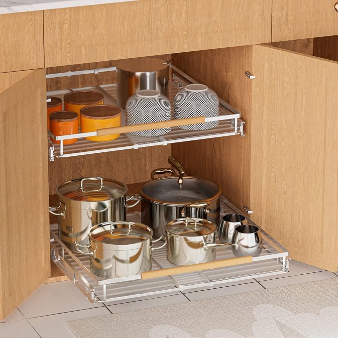 SANNO Pull Out Cabinet Organizer, Slide Out Cabinet Shelf, Under Sink Slide Out - Image 3