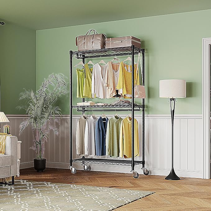 Rolling Clothing Rack for Hanging Clothes Heavy Duty Garment Rack - Image 7