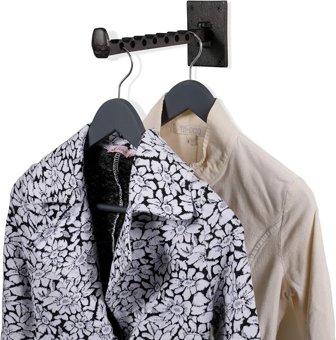 Rustic State Clout Cast Iron Clothes Hanger Folding Coat Rack Laundry Bar by RusticState