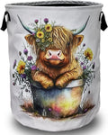 Cute Highland Cow Laundry Basket Foldable by SELIONLIKN