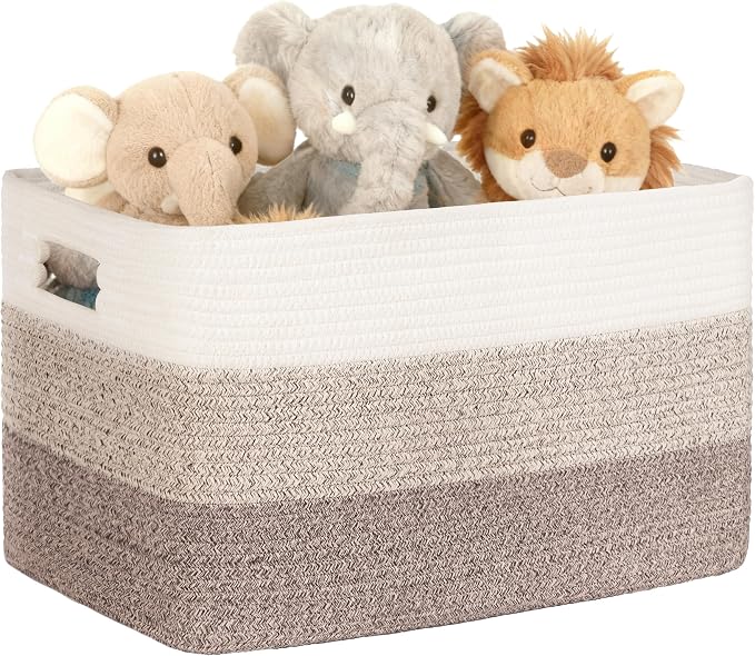 45L Small Laundry Basket with Leather Handles by SunNewt