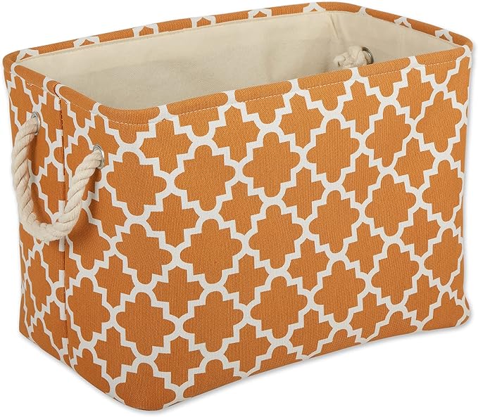 DII Polyester Container with Handles, Lattice Storage Bin, Pumpkin Spice by DII