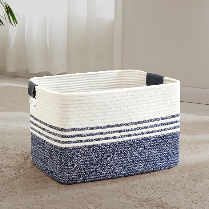 60L Large Laundry Basket with Leather Handles by SunNewt