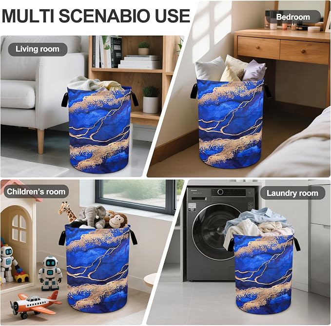 Blue Marble Laundry Basket Laundry Hamper - Image 5