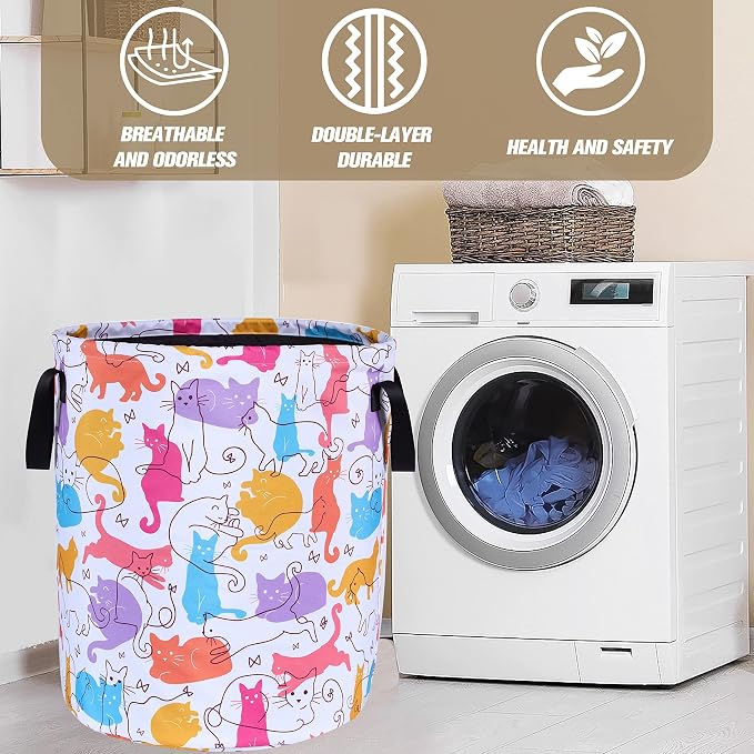 Cute Cat Laundry Basket Foldable Oxford Cloth Funny Tote Bag Laundry Hamper - Image 8