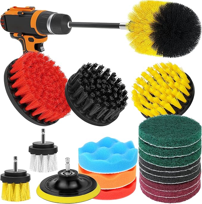 Drill Brush Attachments 20 PCS Scrub Pads & Sponge Power Scrubber Brush by TOPULORS