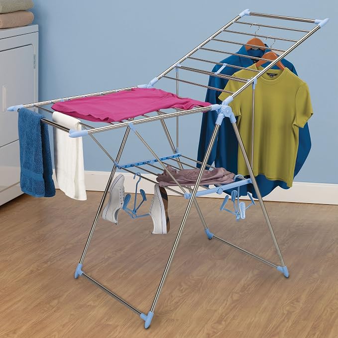 Household Essentials Collapsible Adjustable Gullwing Metal Clothes Drying Rack - Image 6