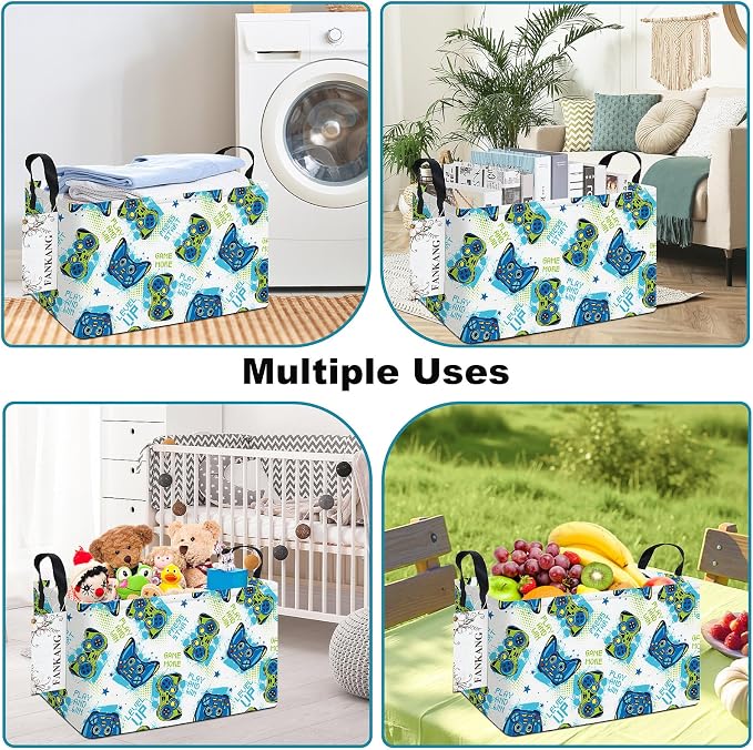 FANKANG Storage Bins, Nursery Hamper Canvas Laundry Basket Foldable - Image 5