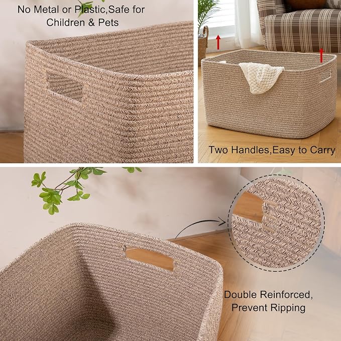 OIAHOMY 75L Large Woven Cotton Rope Storage Basket - Image 4