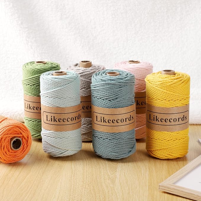 2 Rolls of Cotton Macrame Cord 3mm x 100m, 3 Strand Twisted, Macrame Rope - Image 7