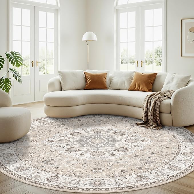 Washable 8ft Round Area Rug - Image 4